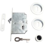 Klose besser ? serrure � crochet pour porte coulissante ? montage � fleur ? acier laqu� blanc ? t�ti�re ...