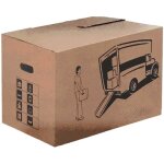 Lot de 10 boites en carton havana xxl cm 80x50x40 poigne'es late'rales double vague couleur havana