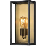 Konstsmide carpi lanterne murale ext�rieure moderne grande e27 noir, plaqu� laiton avec verre clair, ...