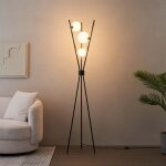 Kosilum - lampadaire tr�pied noir boules blanches - phoebe