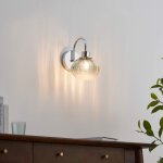 Kosilum - petite applique murale tendance m�tal chrom� et verre color� - seren