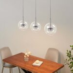 Kosilum - suspension triple chromée led boule transparente - gica Kosilum - suspension triple chromée led boule transparente - gica