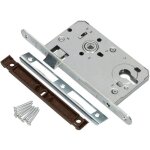 Serrure � larder 72 / 55 mm din gauche � cylindre profil� et cadre tubulaire avec contre - plaque acier ...