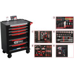 Ks tools - servante d'atelier 6 tiroirs fabriqu�e en france, �quip�e de 298 outils - 824. 6298f