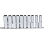 1 / 2' jeu de douilles 12 pans chromeplus, longues, 10 pcs, 10 - 19 mm 1 / 2' jeu de douilles 12 pans chromeplus, longues, 10 pcs, 10 - 19 mm