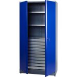 K�pper armoire haute mod�le 70597, 180 x 45 x 91 cm, 3 tablettes, 10 tiroirs, bleu outremer