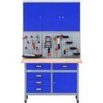 Kupper - kpper tabli - set modle 70424 - 7, l. 120 cm, tabli, lment haut, panneau perfor, bleu ...