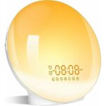 Kzq - eveil lumire led radio rveil matin lumineux lampe de chevet 20 niveaux de luminosit simulateur ...