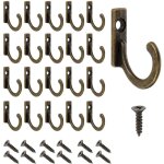 Lablanc - lot de 20 crochets muraux vintage vintage en bronze avec vis - petits crochets de garde - robe ...