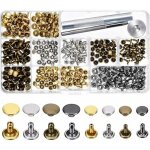 Lablanc - 240 ensembles de rivets en cuir double capuchon rivet tubulaire 4 couleurs 2 tailles goujons ...
