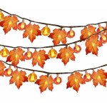 Dcorations de thanksgiving de lumire de chane de citrouille de feuilles d'rable de led, guirlande ...