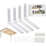 Equerre etagere murale, 4pcs equerre metal 200x150mm equerre charge lourde support etagere murale pour ...