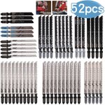 Lames de scie sauteuse 52 pi�ces, assortiment de lames de scie sauteuse � poign�e en t, lames de scie ...
