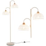 Lampadaire a 2 lumieres et interrupteur a pied lampe arbre rotative a 350 abat jour tisse 88
