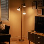 Lampadaire � 3 ampoules lampe arbre sur pied avec 3 ampoules e27 a19 et abat - jours r�glables poteau ...