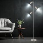 Lampadaire lampadaire 3 lumires lampadaire orientable lampadaire salon moderne argent, 3 flammes, mtal, ...