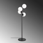 Lampadaire 4 globes kasumi 130cm verre blanc et m�tal noir