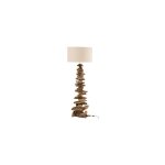 Jolipa - lampadaire 60, 5x60, 5x170 cm en bois flott et coton beige