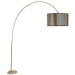 Wellhome - lampadaire avec abat - jour droit incurv en mtal chrom, collection vintage malawi, 40x40x220, ...