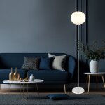 Lampadaire abat - jour en verre opalin lampe sur pied argente lampe de salon sur pied, mtal nickel, ...