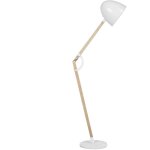 Lampadaire arc en m�tal blanc et bois clair avec pied et abat - jour r�glable e27 max 60w pour salon ...