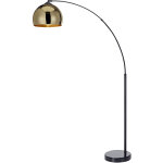 Teamson home ? lampadaire arc dor� en laiton avec abat - jour en cloche ? socle en marbre noir ? hauteur ...
