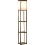 Lampadaire biblioth�que avec 3 plateaux, 4 niveaux en mdf blanc et marron, dimensions 26x26x160 cm