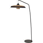 Beliani - lampadaire boho en mtal avec abat - jour en papier naturel noir et beige kalomo