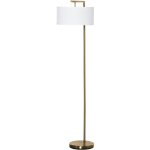 Homcom - lampadaire design n�o - r�tro max. 40 w 153h cm abat - jour circulaire aspect lin blanc pi�tement ...