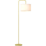 Lampadaire design n�o - r�tro max. 40 w 163h cm abat - jour circulaire aspect lin blanc pi�tement structure ...