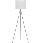Beliani - lampadaire design trpied blanc / chrom en tissu et mtal avec abat - jour type cylindre e27 ...