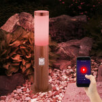Lampe de socle avec détecteur de mouvement, aspect bois, borne d'éclairage extérieur en acier inoxydable, ... Lampe de socle avec détecteur de mouvement, aspect bois, borne d'éclairage extérieur en acier inoxydable, ...
