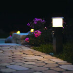 Lampadaire avec douilles, lampe d'extrieur, douilles, distributeur d'nergie avec clairage, acier inoxydable ...
