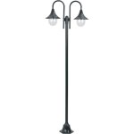 Lampadaire de e27 220cm aluminium 2 lanternes vert fonc�