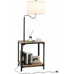 Goplus - lampadaire d'tagre avec bras rotatif  360, lampe de salon sur pied avec abat - jour en lin, ...