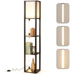 Lampadaire avec �tag�res, lampe �tag�re avec 3 bandes led & abat - jour, luminosit� r�glable � 3 niveaux, ...