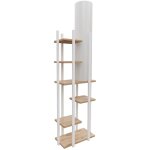 Lampadaire avec �tag�re au sol ulkady h160cm bois clair et blanc et tissu blanc