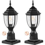 Lampadaire exterieur, lot de 2, luminaires etanches 390 mm, avec base de montage sur pilier 9 cm, abat ...