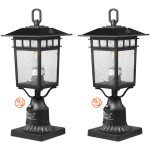 Lampadaire exterieur, lot de 2, luminaires etanches 400 mm, avec base de montage sur pilier 9 cm, abat ...