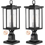 Lampadaire exterieur, lot de 2, luminaires etanches 450 mm, avec base de montage sur pilier 9 cm, abat ...