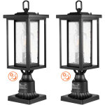 Lampadaire exterieur, lot de 2, luminaires etanches 450 mm, avec base de montage sur pilier 9 cm, abat ...