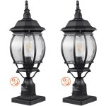 Lampadaire exterieur, lot de 2, luminaires etanches 530 mm, avec base de montage sur pilier 9 cm, abat ...