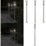 Lampadaires d'ext�rieur 3 pcs argent� 100 cm acier inoxydable - lampadaire exterieur - �clairage ext�rieur ...