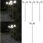 Lampadaires d'ext�rieur 3 pcs argent� 215 cm acier inoxydable - lampadaire exterieur - �clairage ext�rieur ...