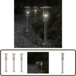 Lampadaires d'ext�rieur 3 pcs argent� 60 cm acier inoxydable - lampadaire exterieur - �clairage ext�rieur ...