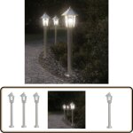 Lampadaires d'ext�rieur 3 pcs argent� 80 cm acier inoxydable - lampadaire exterieur - �clairage ext�rieur ...