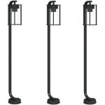 Lampadaires d'extrieur 3 pcs noir 100 cm acier inoxydable vidaxl