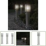 Lampadaires d'ext�rieur avec capteurs 3 pcs acier inoxydable - lampadaire exterieur - �clairage ext�rieur ...