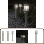 Lampadaires d'ext�rieur avec capteurs 3 pcs acier inoxydable - lampadaire exterieur - �clairage ext�rieur ...