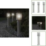 Lampadaires d'ext�rieur avec capteurs 3 pcs acier inoxydable - lampadaire exterieur - �clairage ext�rieur ...
